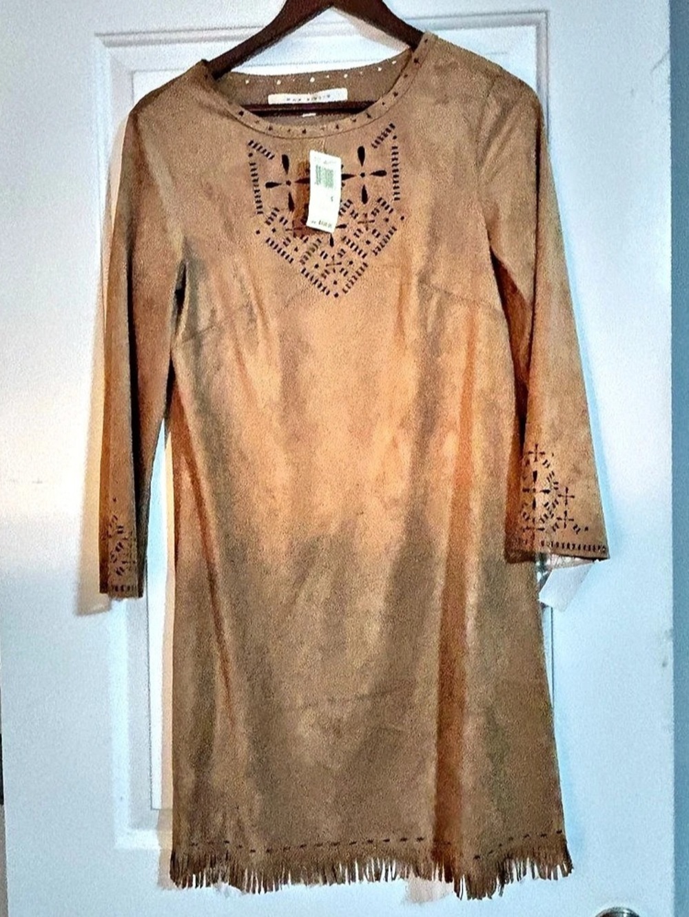 Max Studio Cutout Fringe Mini Dress in Brown Size Small NWT